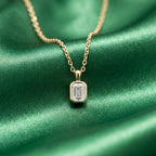 Emerald Cut 18KT Gold Plated Pendant
