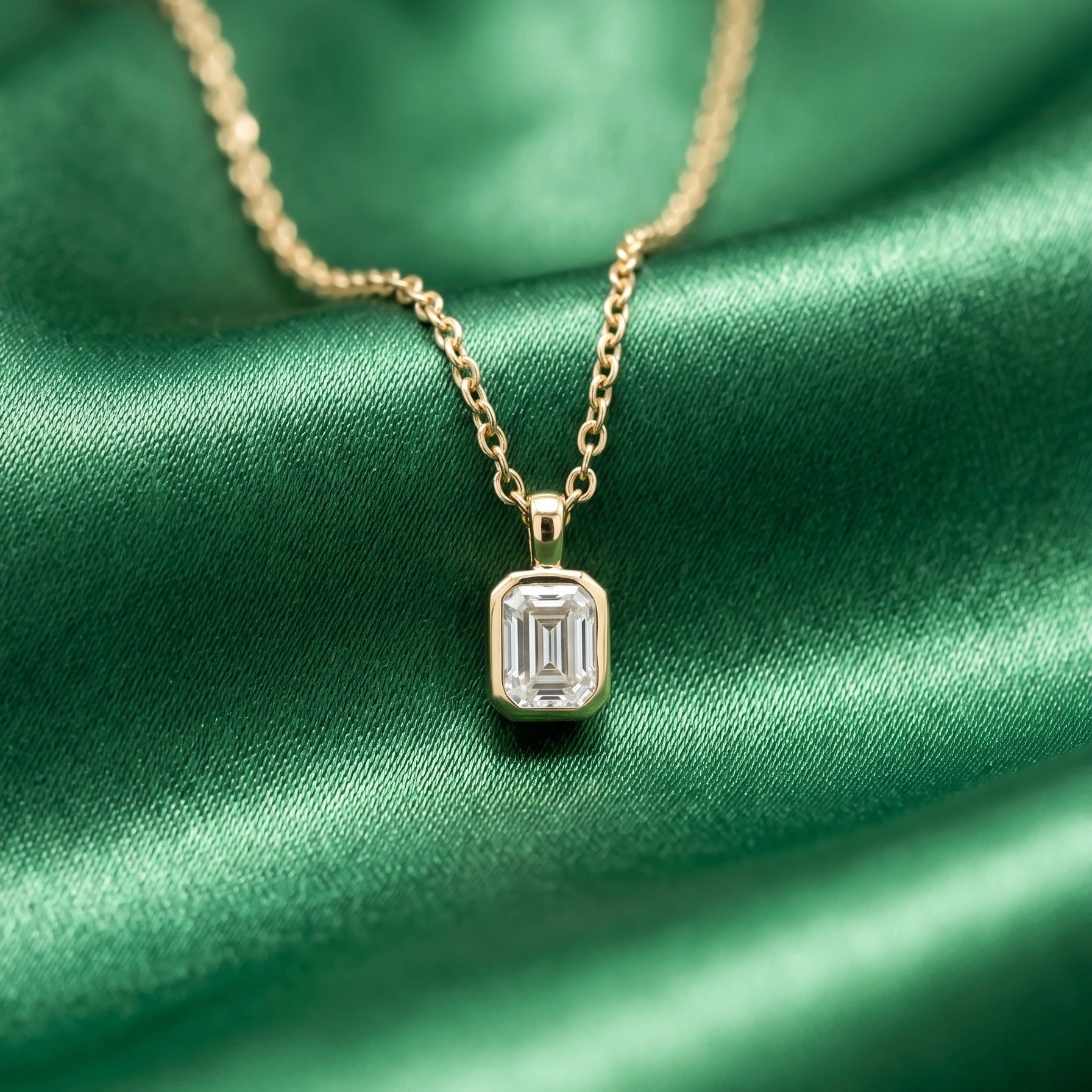 Emerald Cut 18KT Gold Plated Pendant