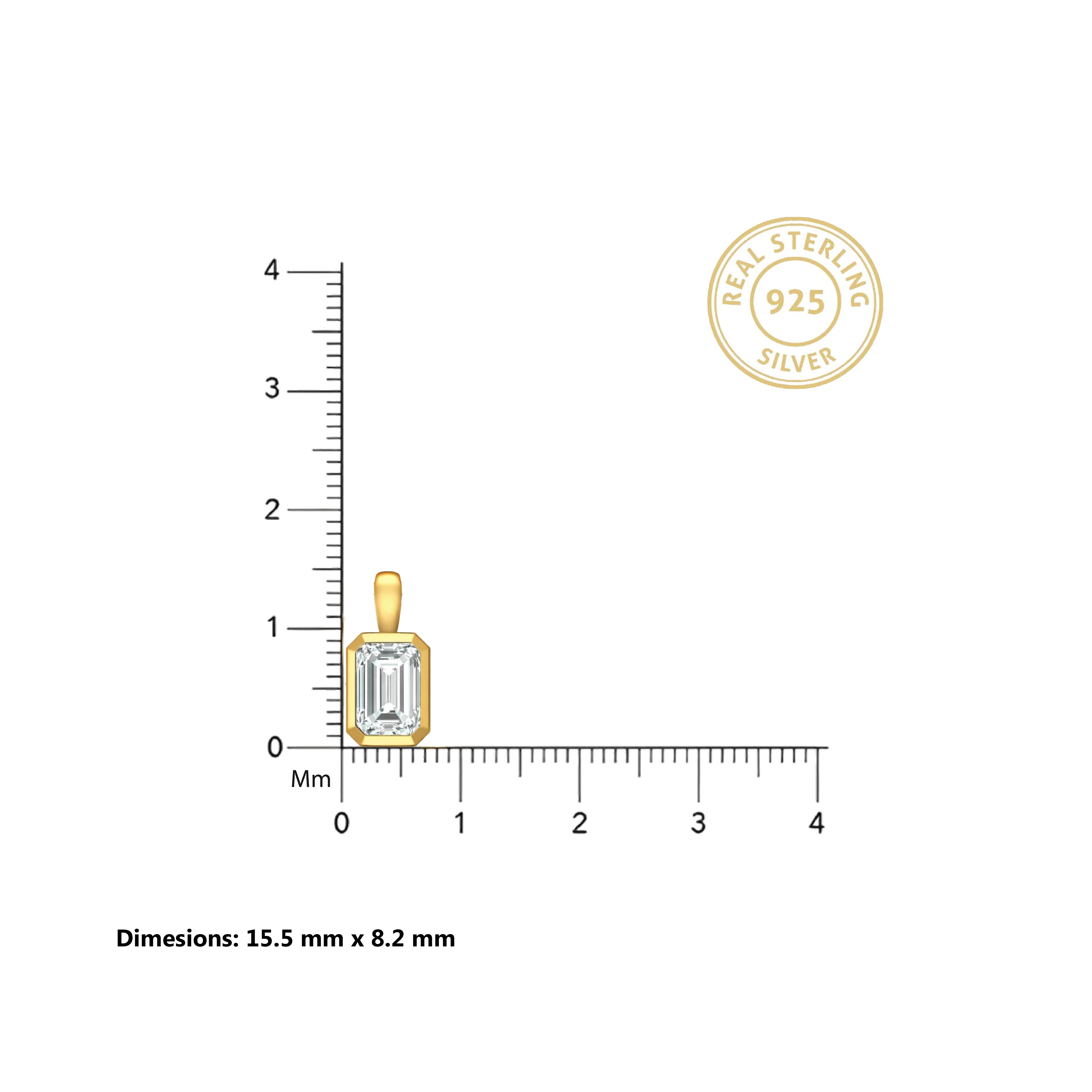 Emerald Cut 18KT Gold Plated Pendant