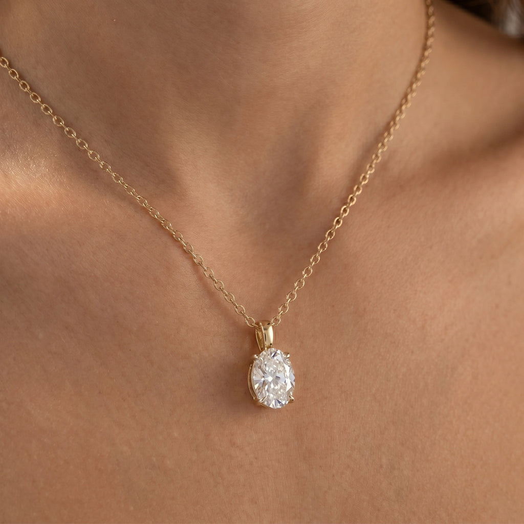 Gold Oval Solitaire Pendant