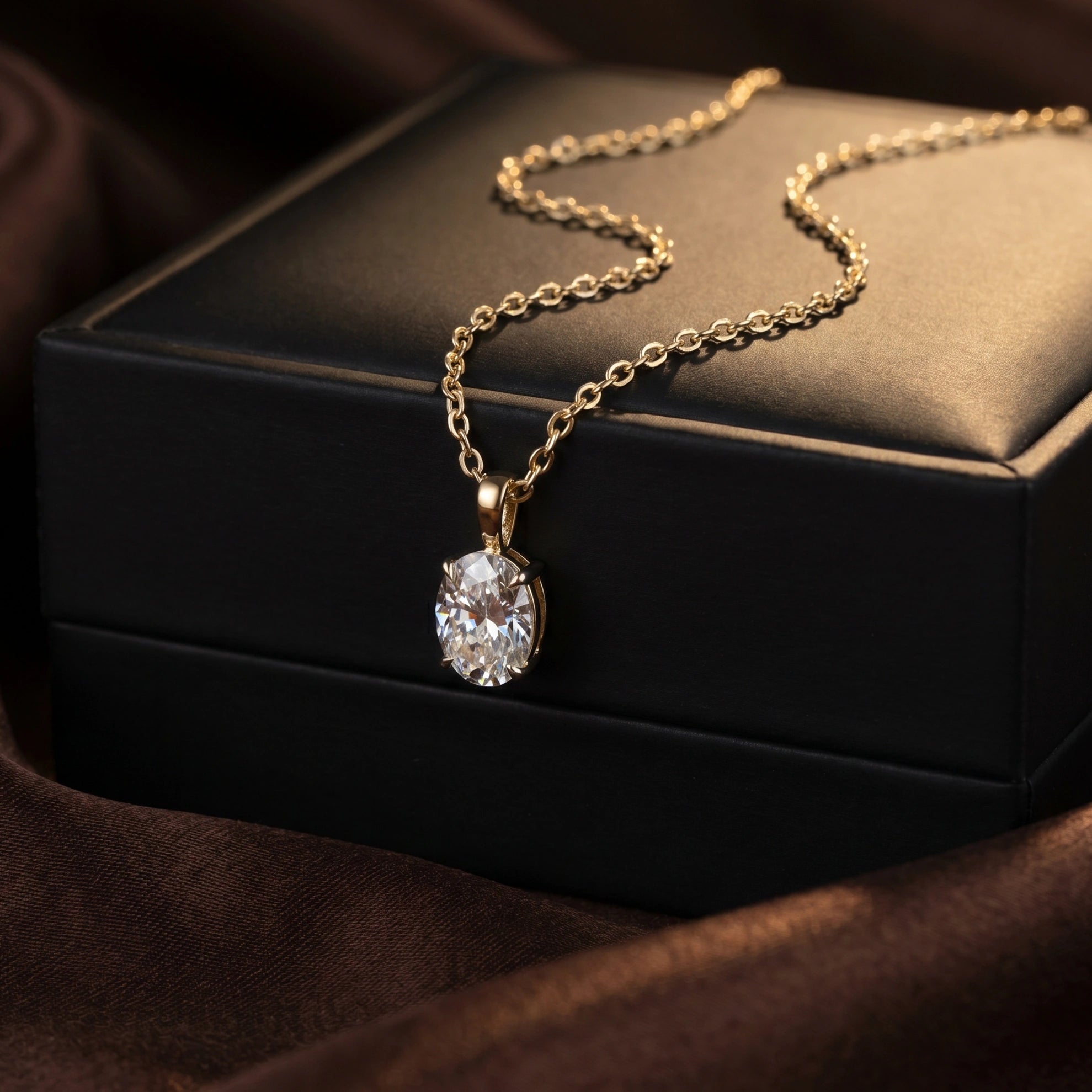 Gold Oval Solitaire Pendant