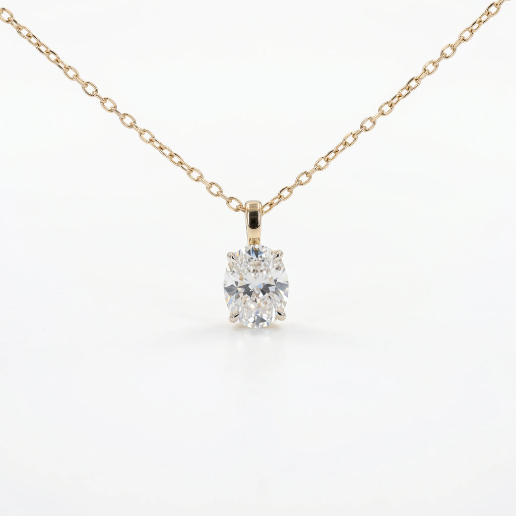 Gold Oval Solitaire Pendant