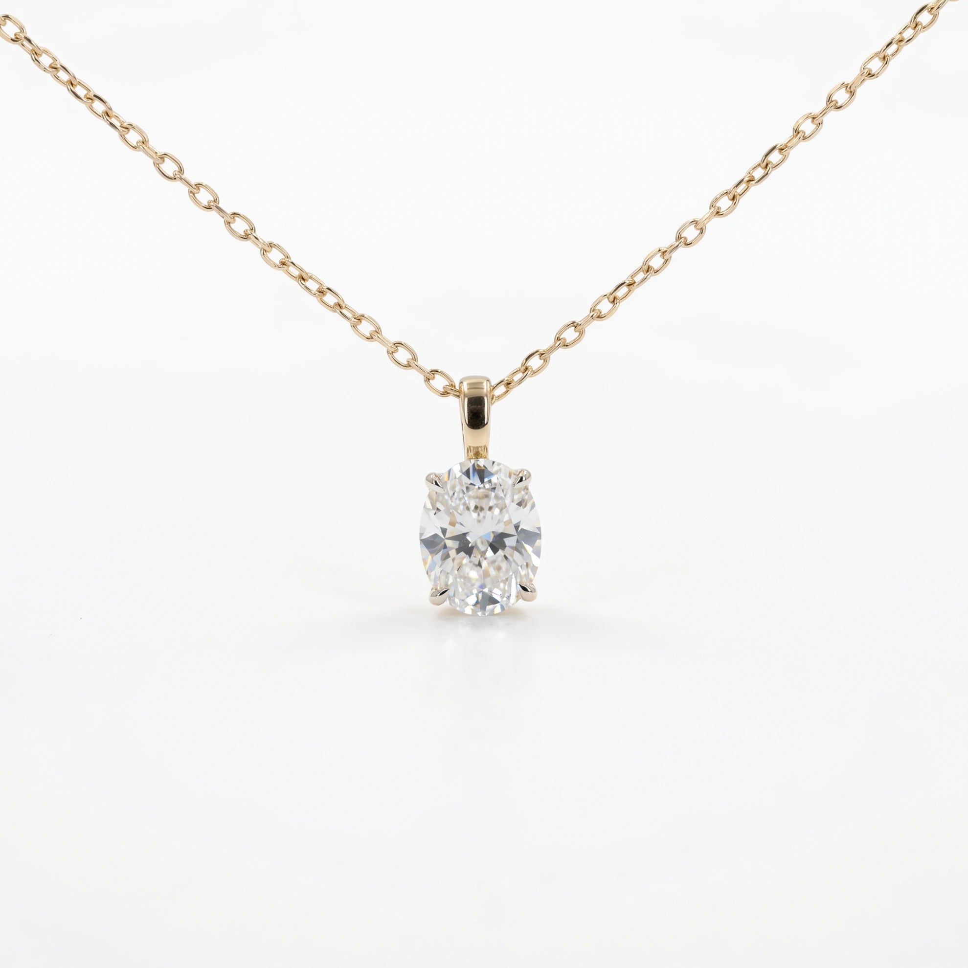 Gold Oval Solitaire Pendant