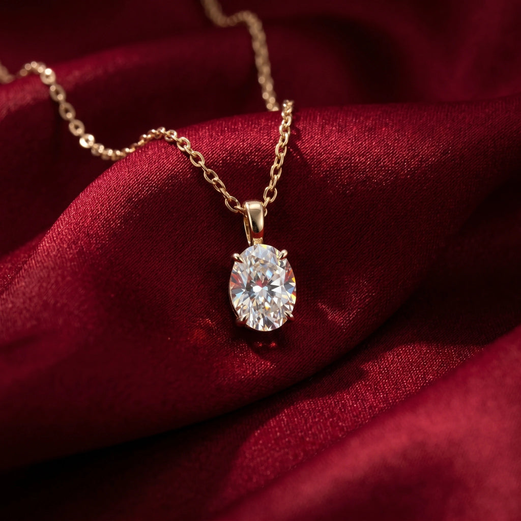 Gold Oval Solitaire Pendant