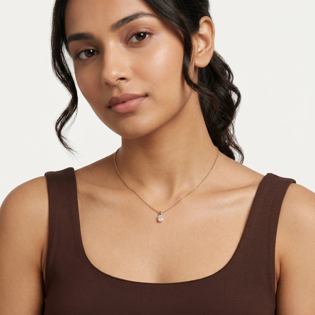 Gold Oval Solitaire Pendant