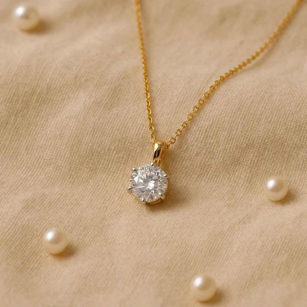 Gold Classic Solitaire Pendant