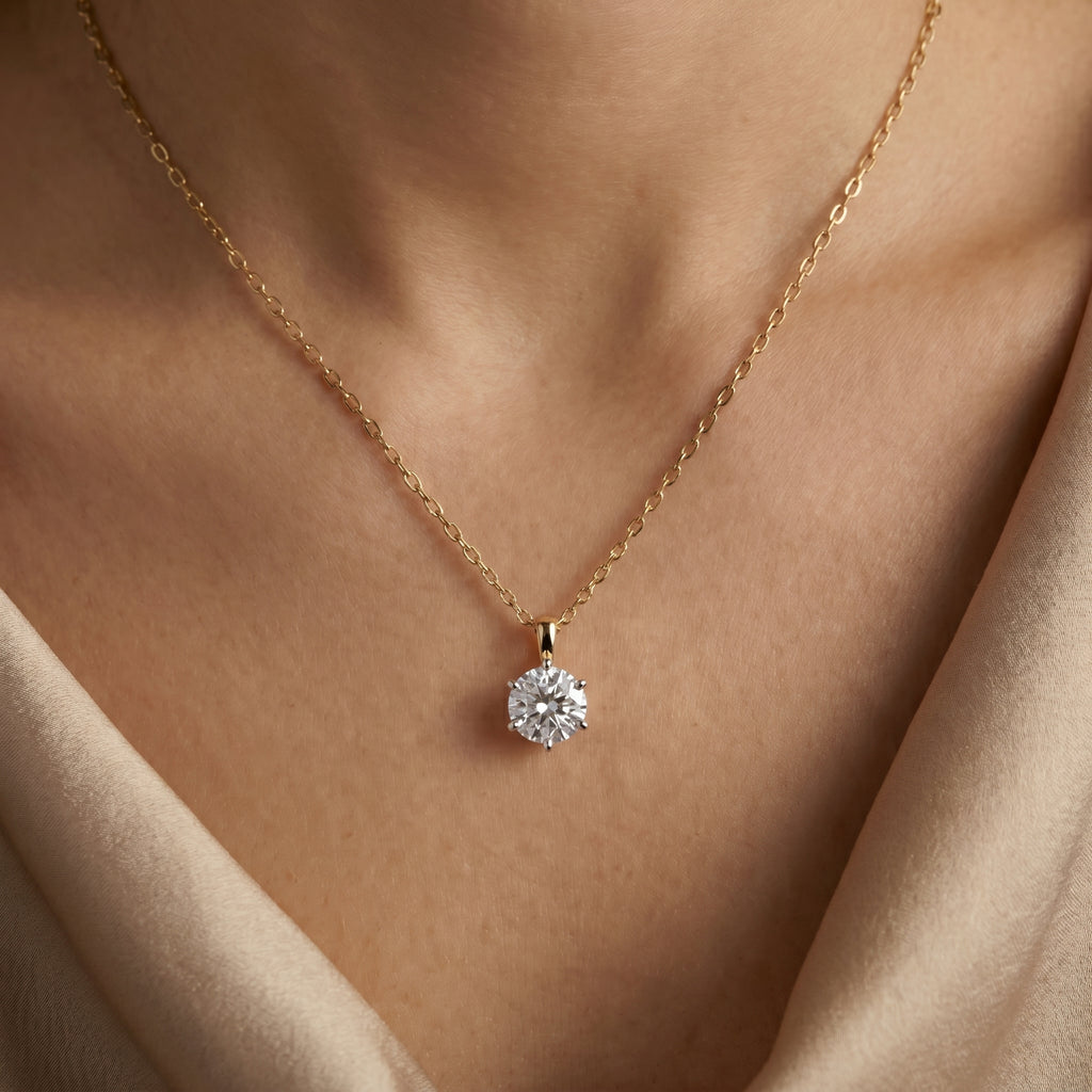 Gold Classic Solitaire Pendant