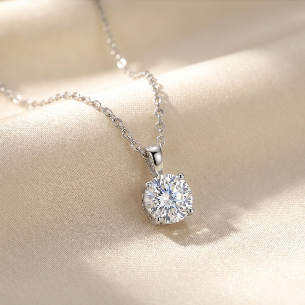 Silver Solitaire Drop Pendant