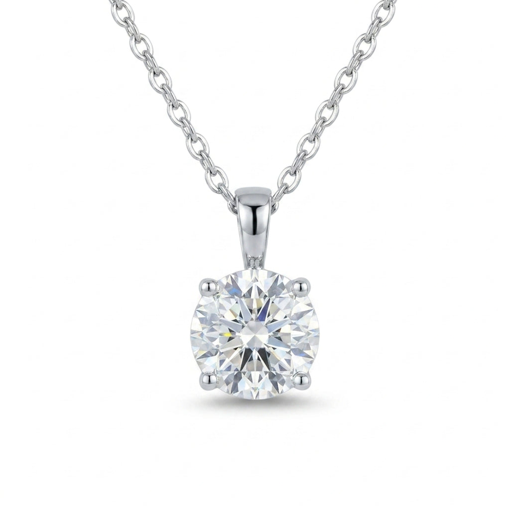 Silver Solitaire Drop Pendant
