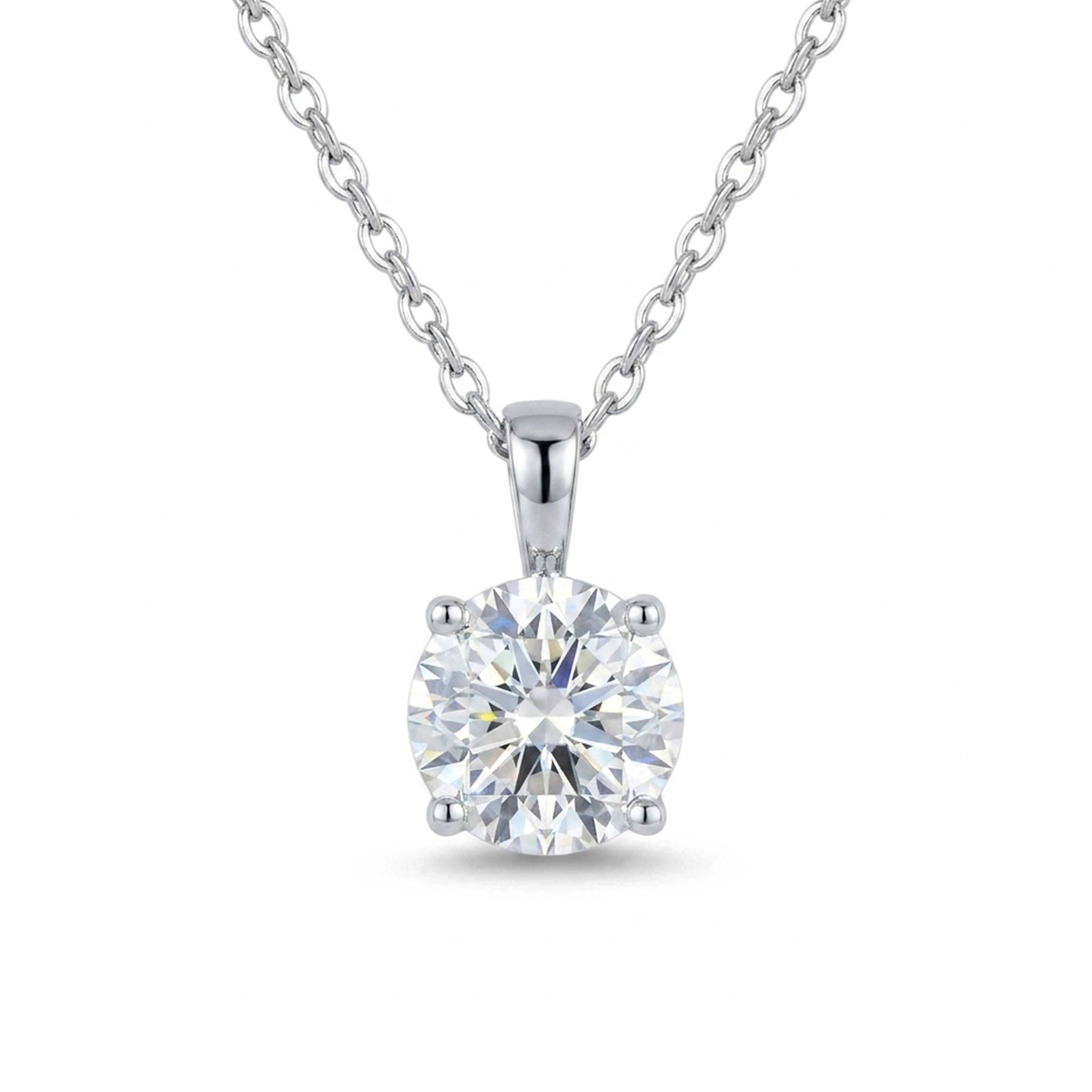 Silver Solitaire Drop Pendant