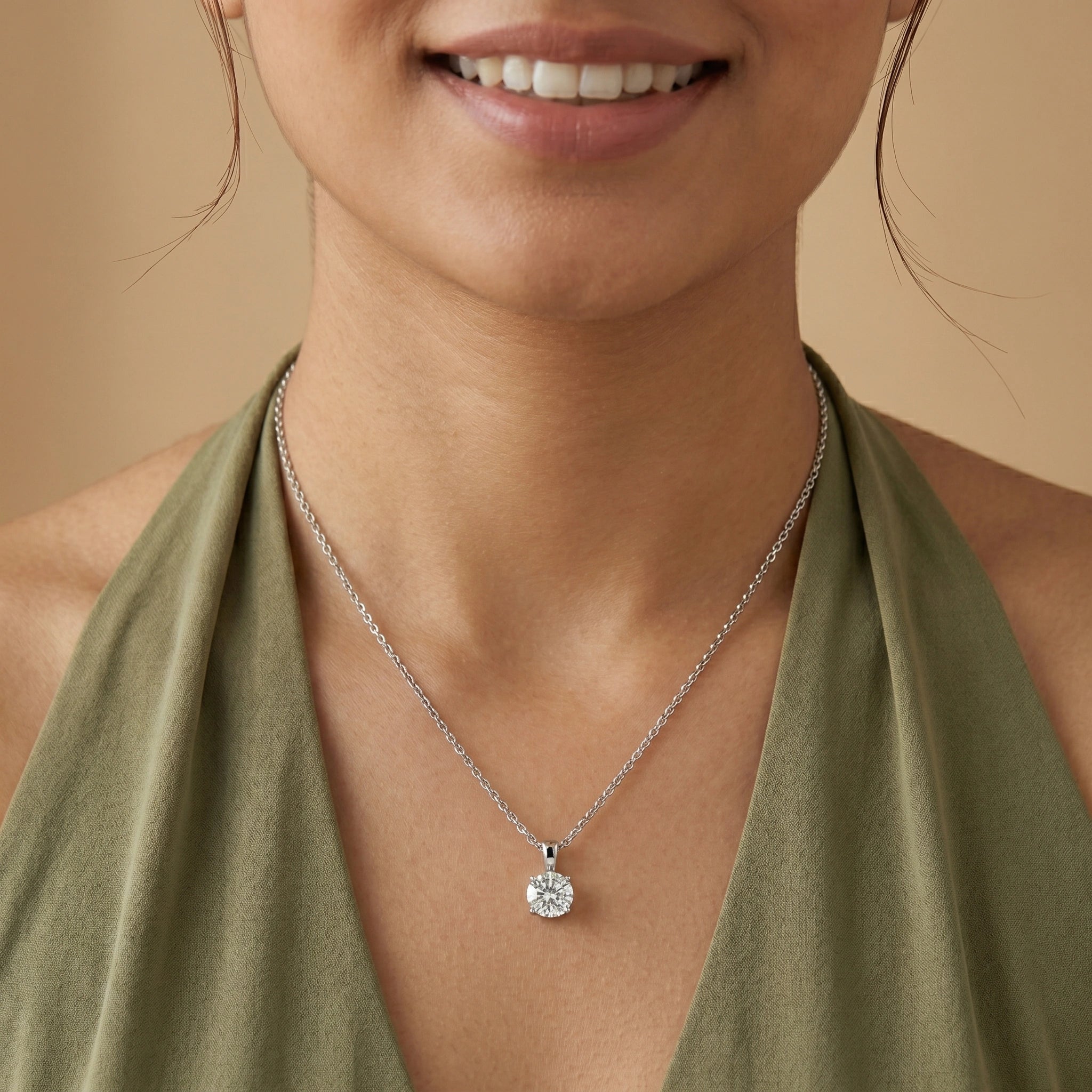 Silver Solitaire Drop Pendant