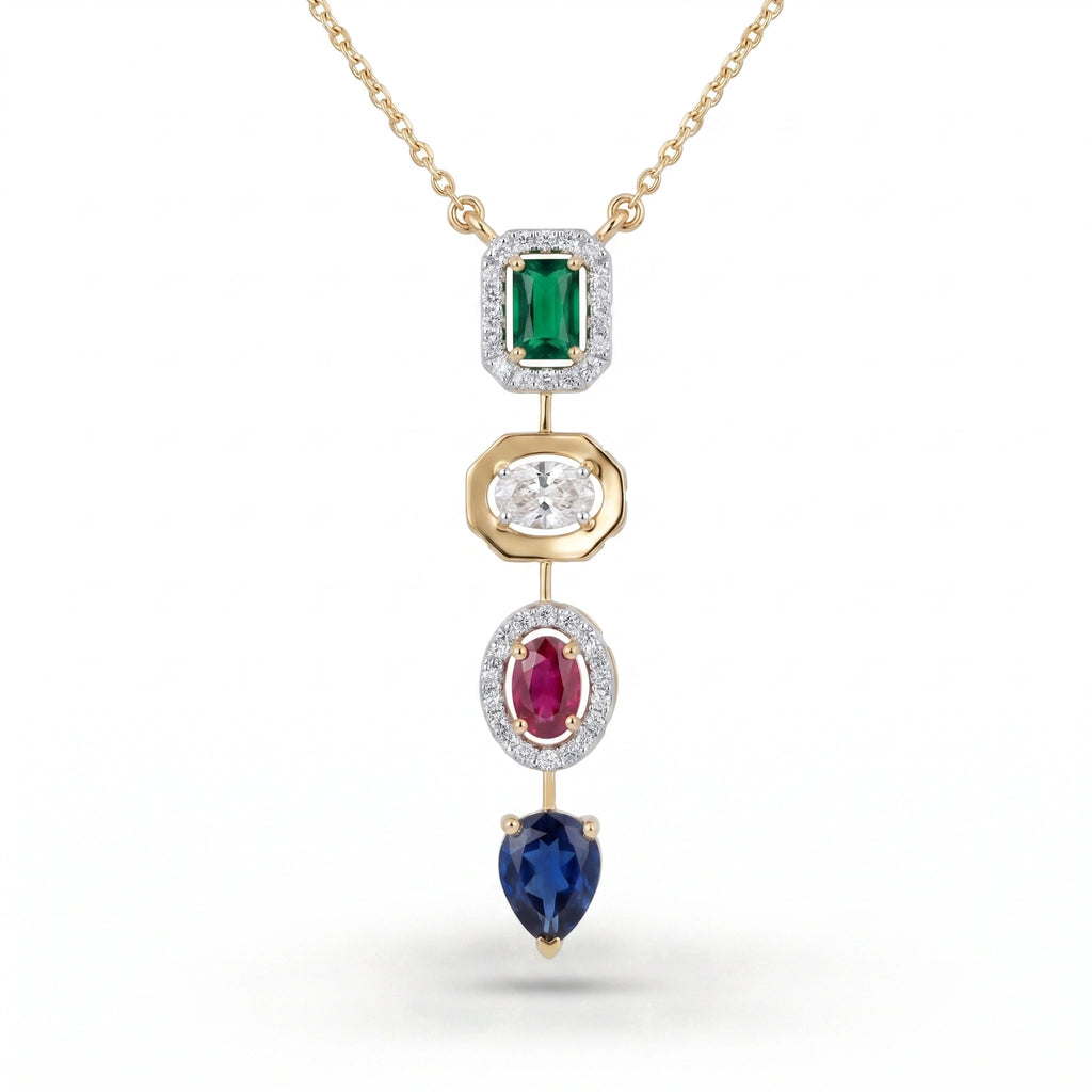 Gold Mosaic Drop Pendant