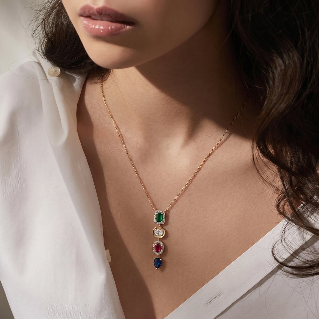 Gold Mosaic Drop Pendant