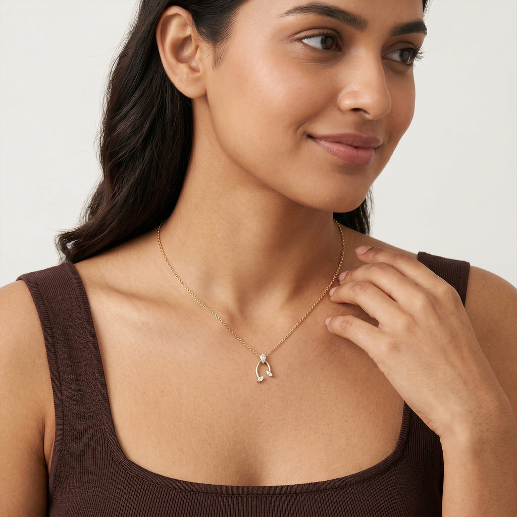 Gold Oval Drop CZ Pendant