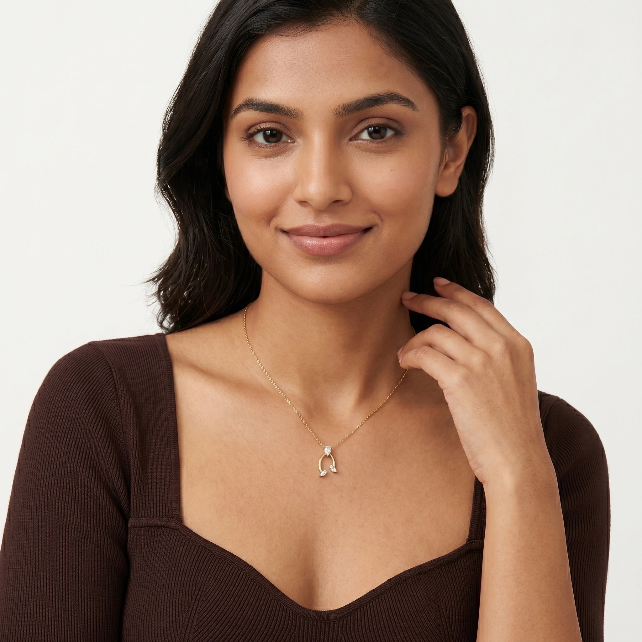 Gold Oval Drop CZ Pendant