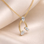 Gold Oval Drop CZ Pendant