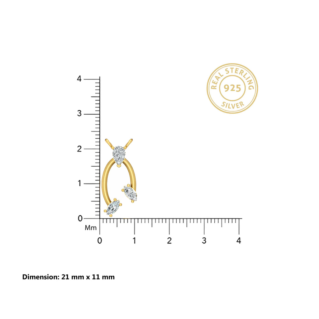 Gold Oval Drop CZ Pendant