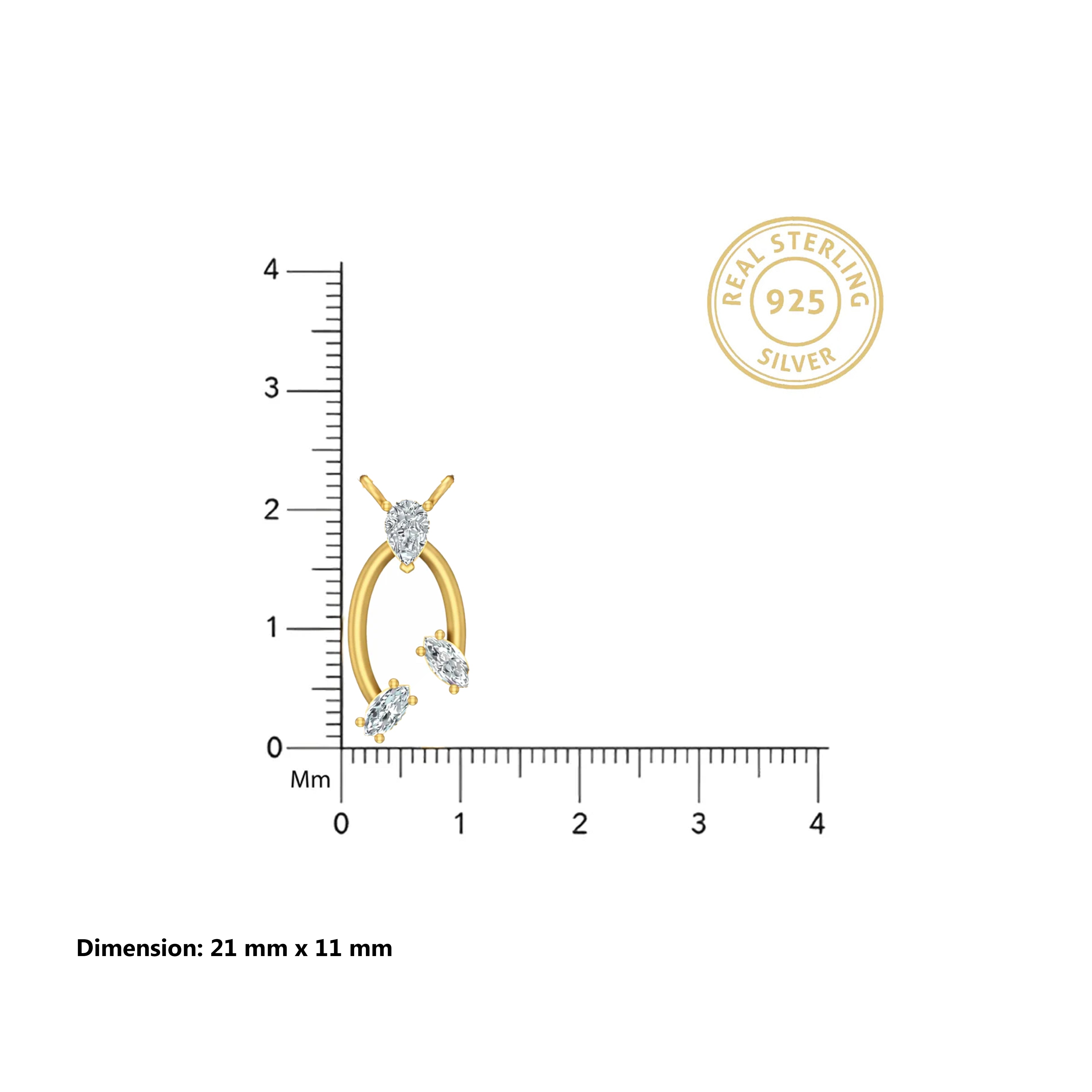 Gold Oval Drop CZ Pendant