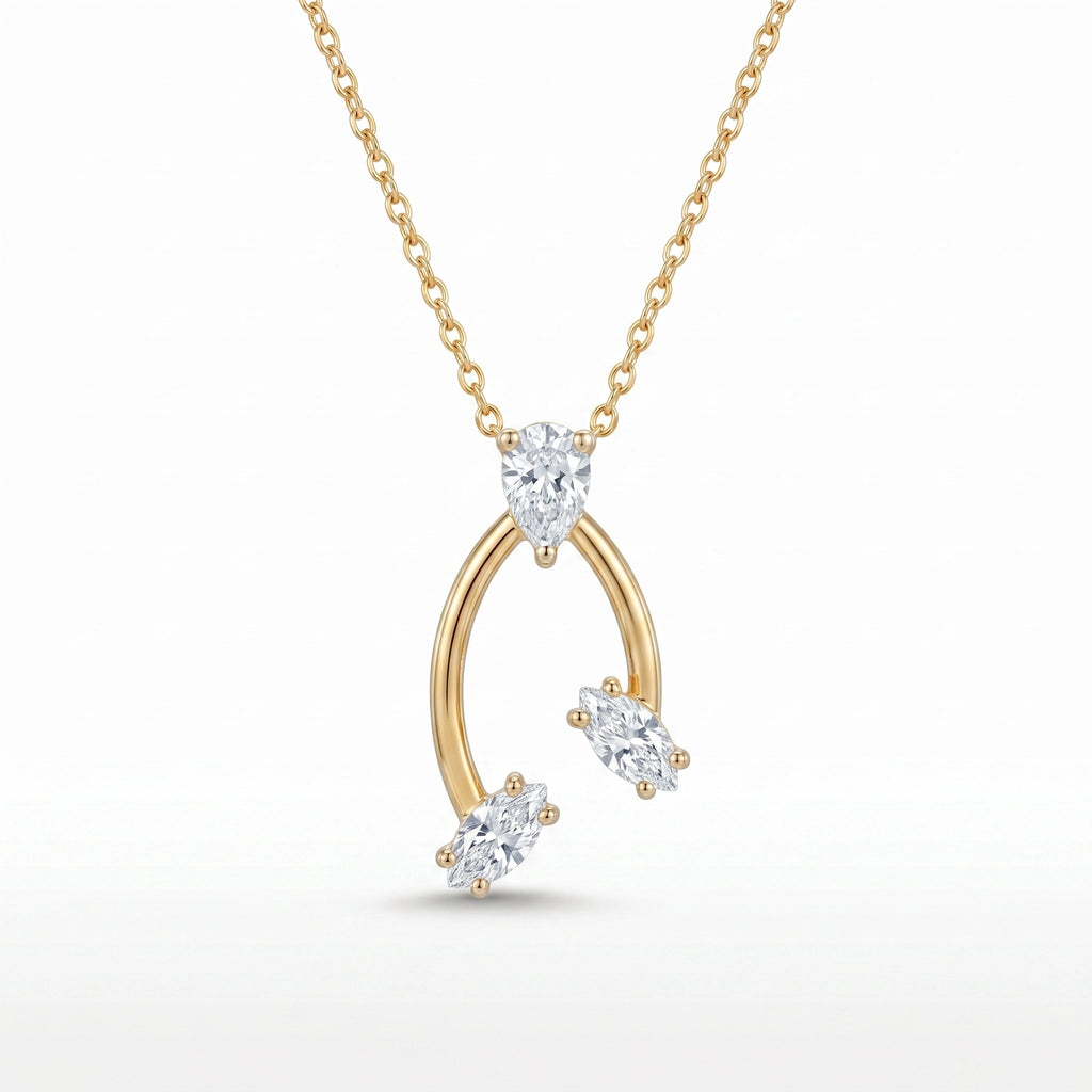 Gold Oval Drop CZ Pendant