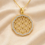 Gold Chain Link CZ Statement Pendant