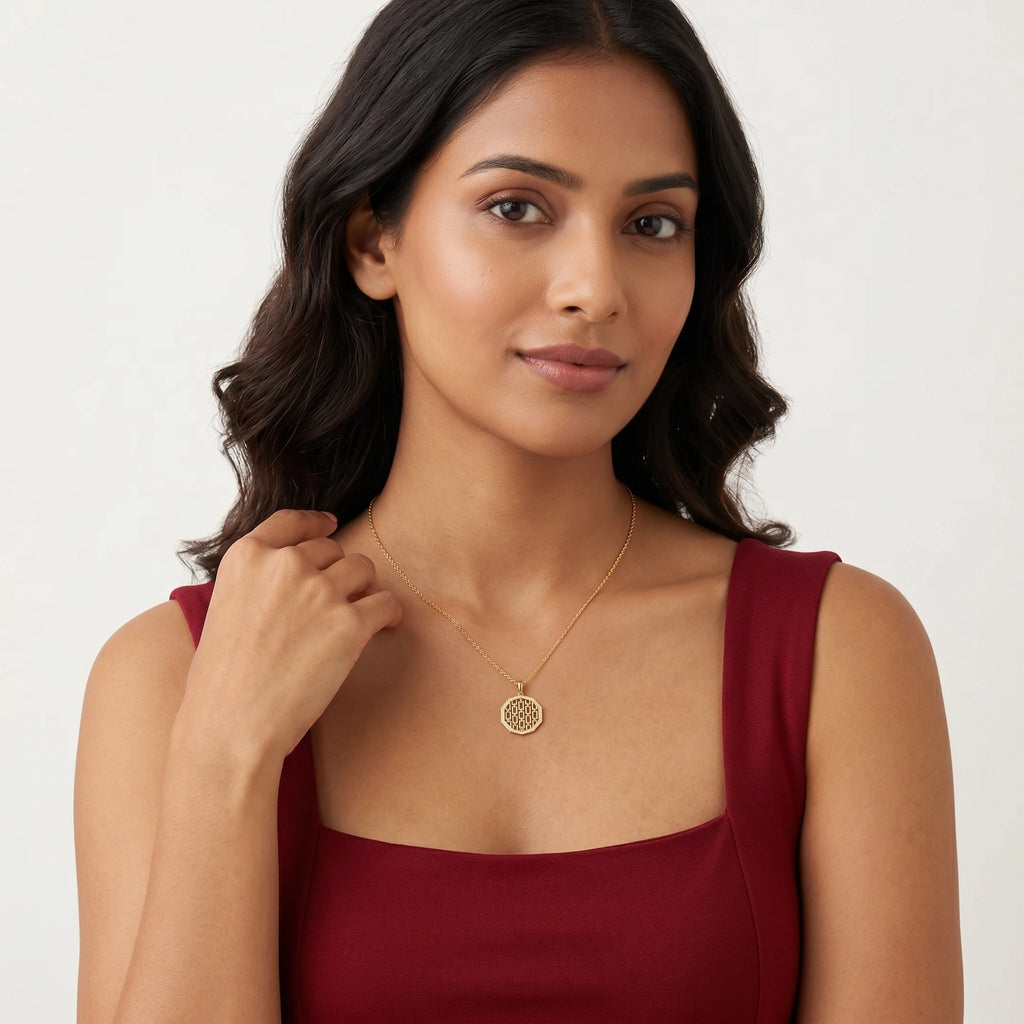 Gold Chain Link CZ Statement Pendant