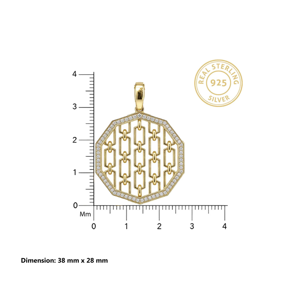 Gold Chain Link CZ Statement Pendant