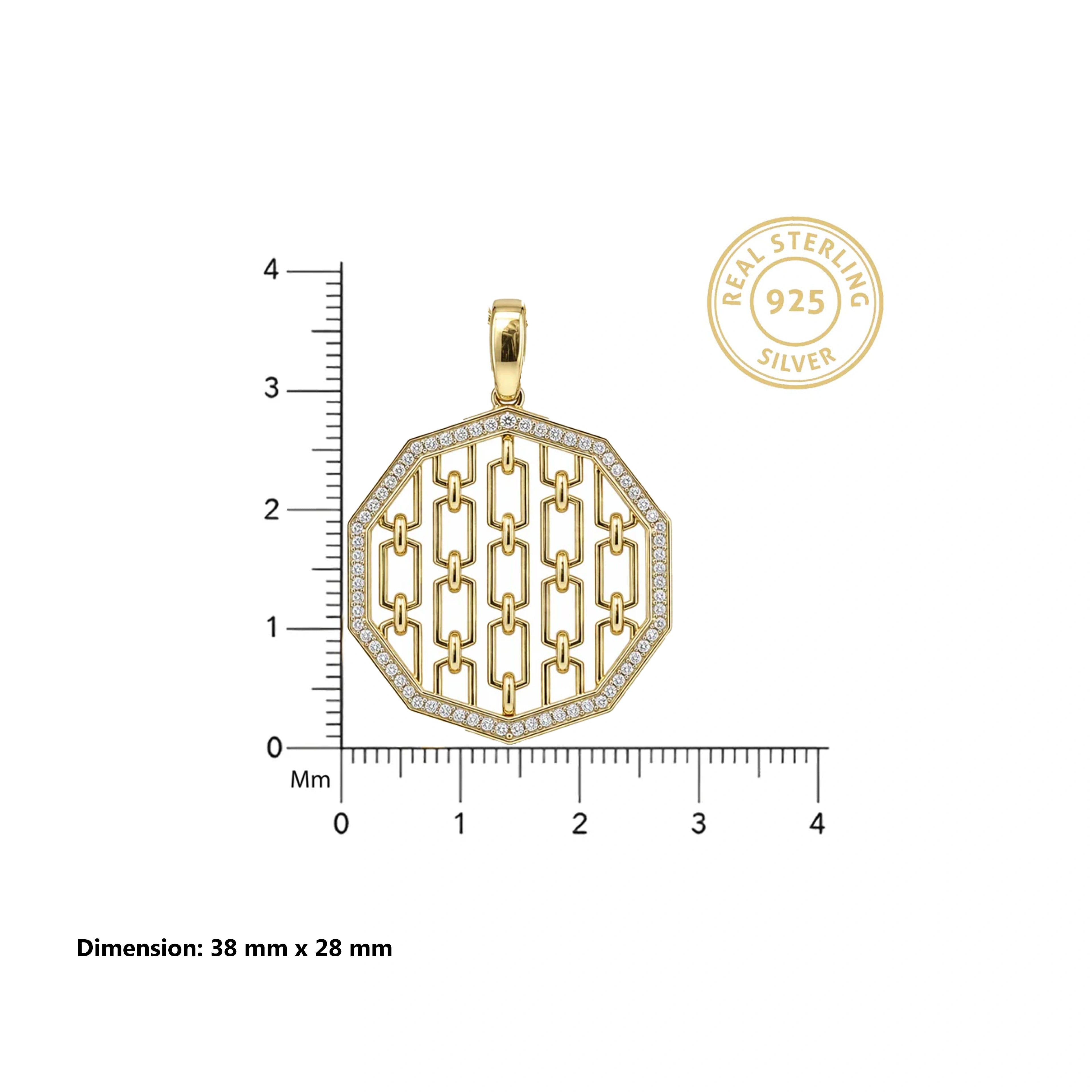 Gold Chain Link CZ Statement Pendant