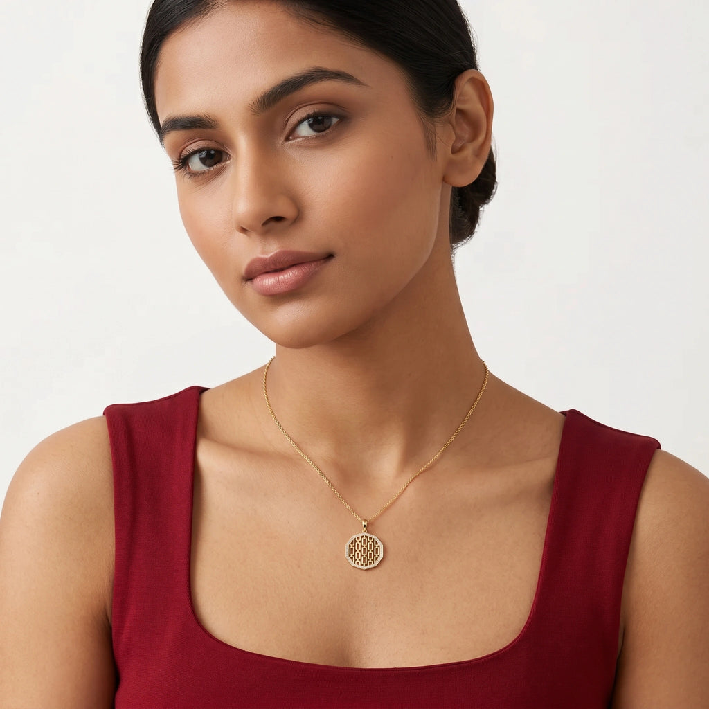 Gold Chain Link CZ Statement Pendant
