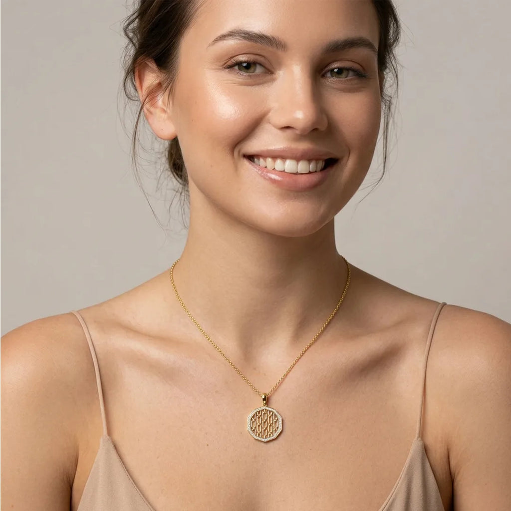 Gold Chain Link CZ Statement Pendant