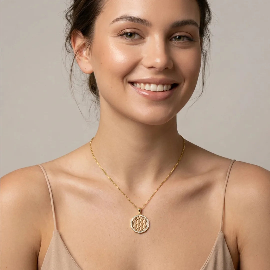 Gold Chain Link CZ Statement Pendant