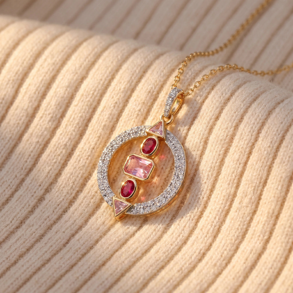 Gold Mosaic Halo Pendant