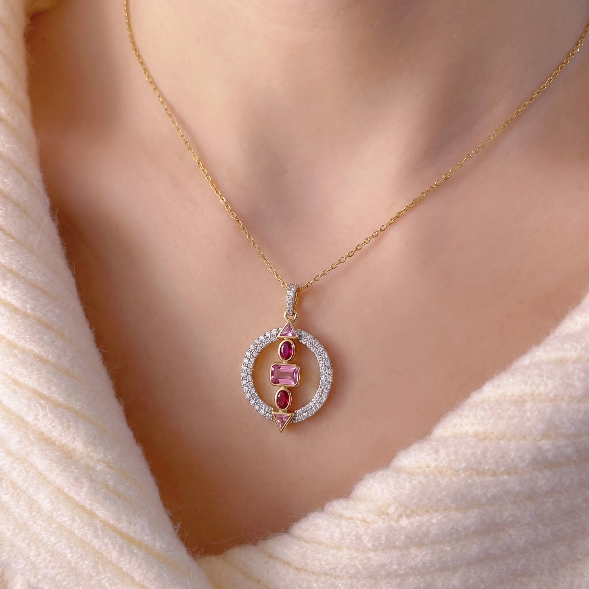 Gold Mosaic Halo Pendant