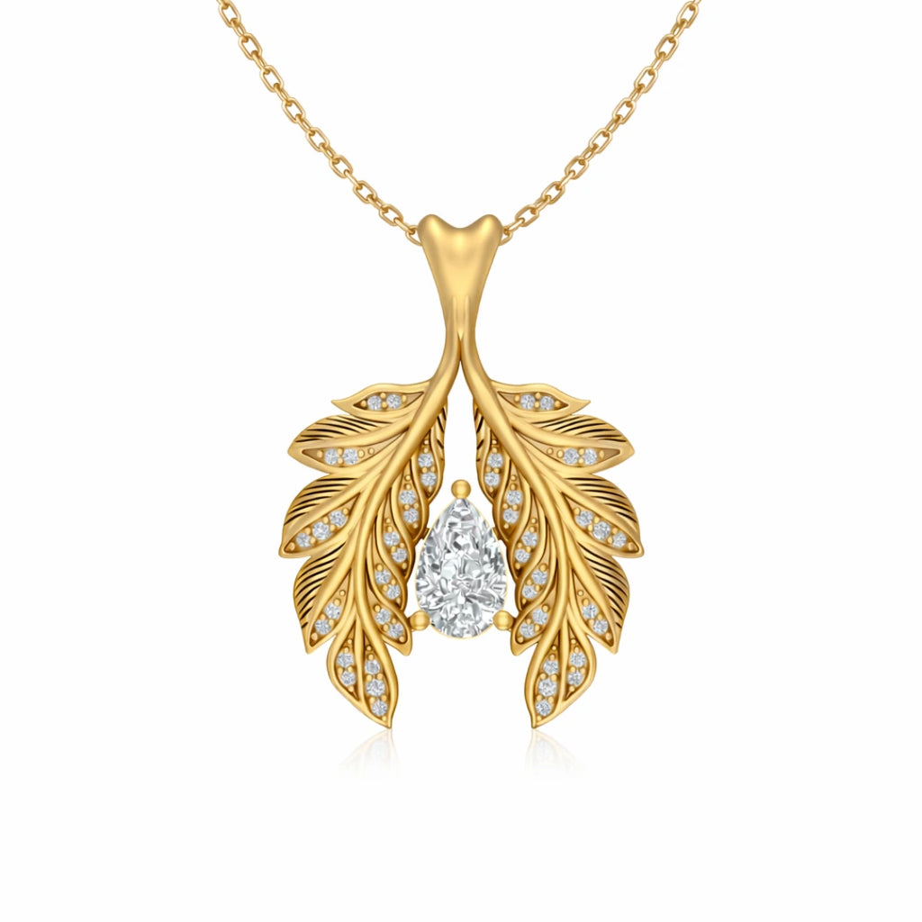 Gold Leaf Drop Pendant Necklace