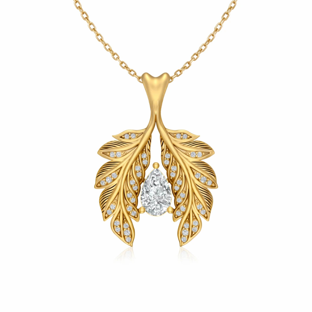 Gold Leaf Drop Pendant Necklace