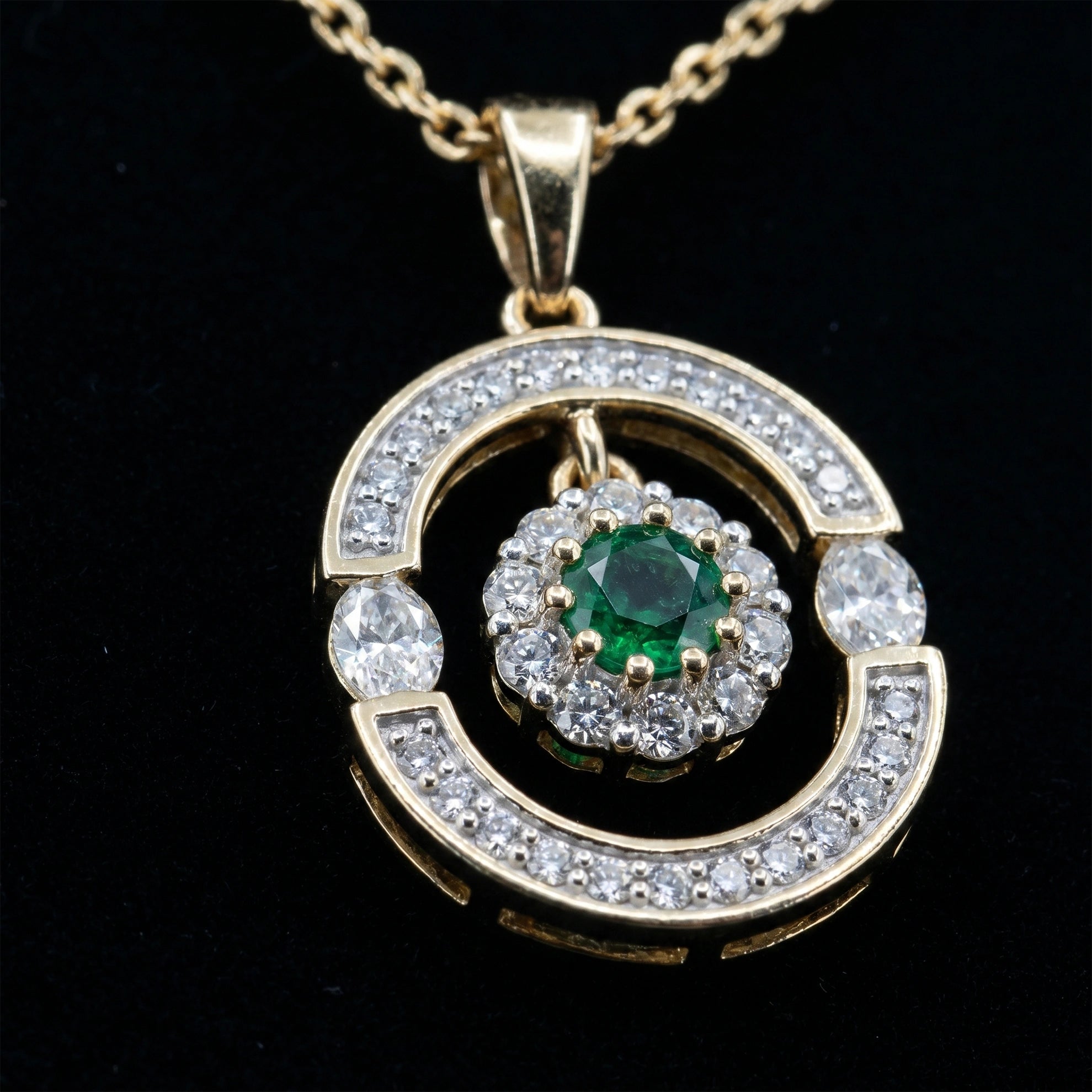 Gold Emerald Orbit Pendant