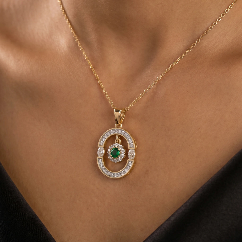 Gold Emerald Orbit Pendant