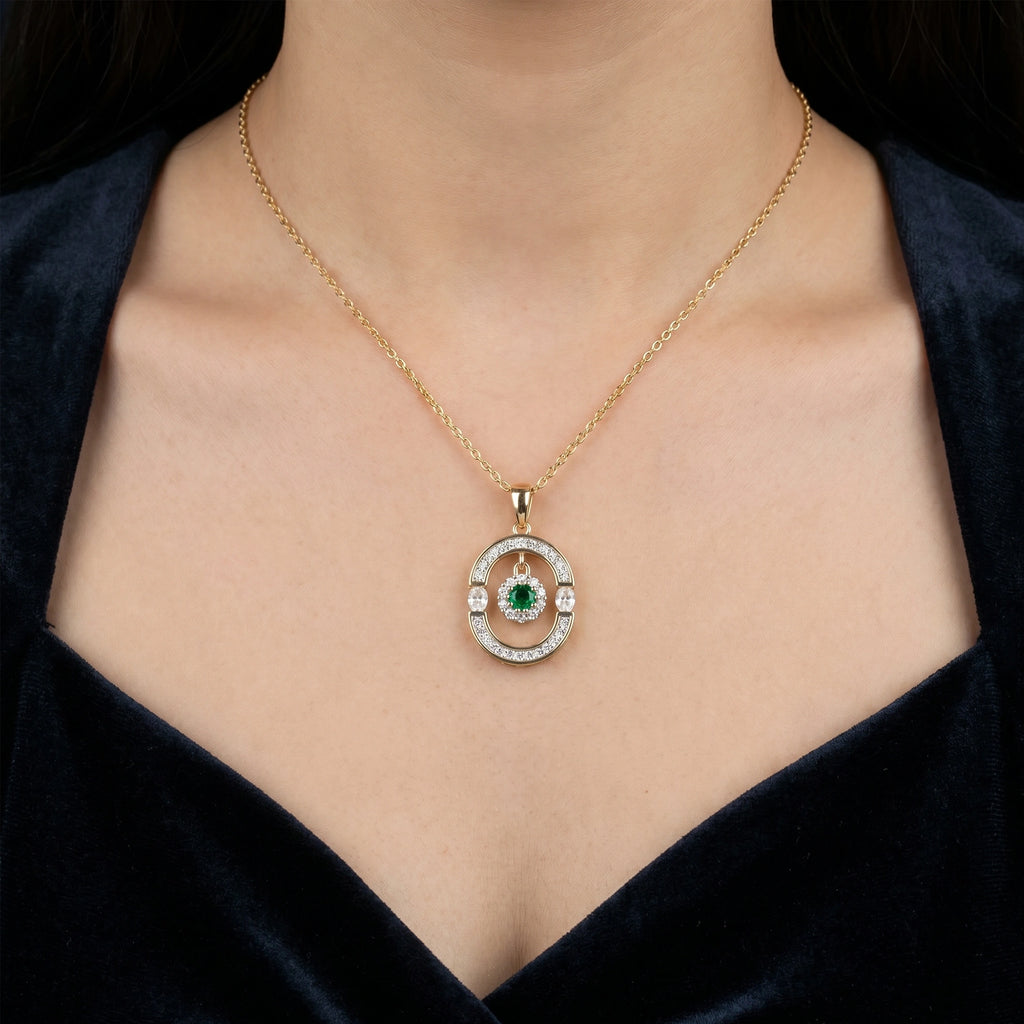 Gold Emerald Orbit Pendant