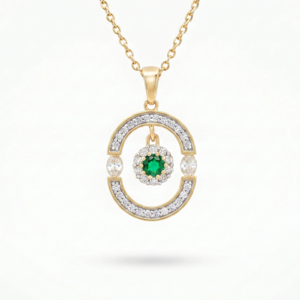 Gold Emerald Orbit Pendant