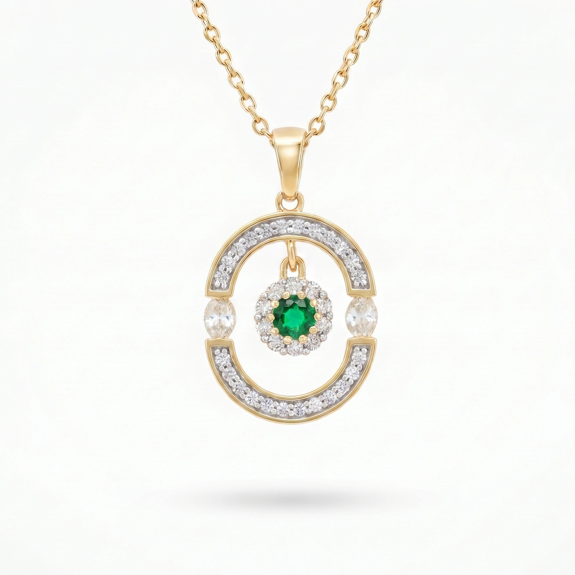 Gold Emerald Orbit Pendant