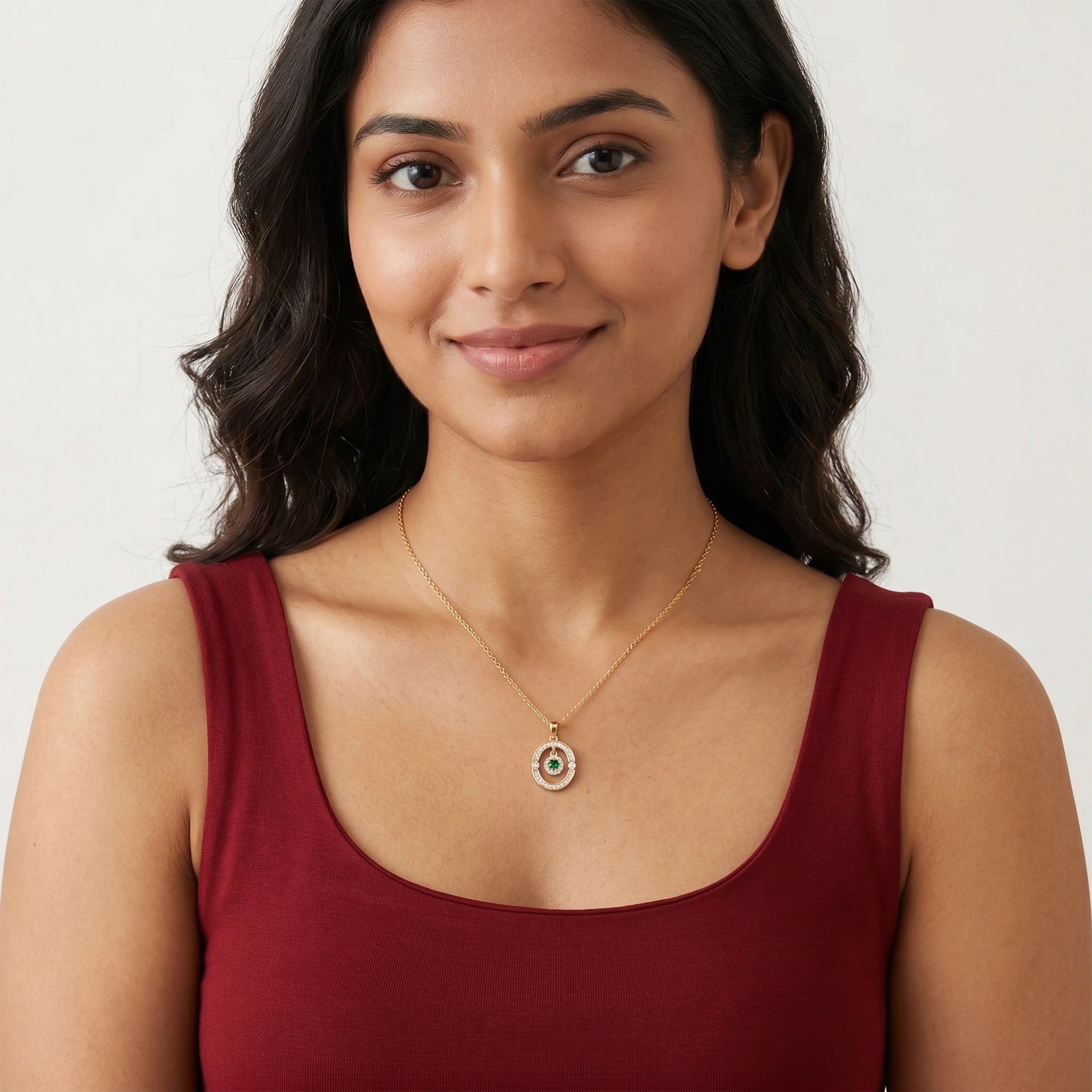 Gold Emerald Orbit Pendant