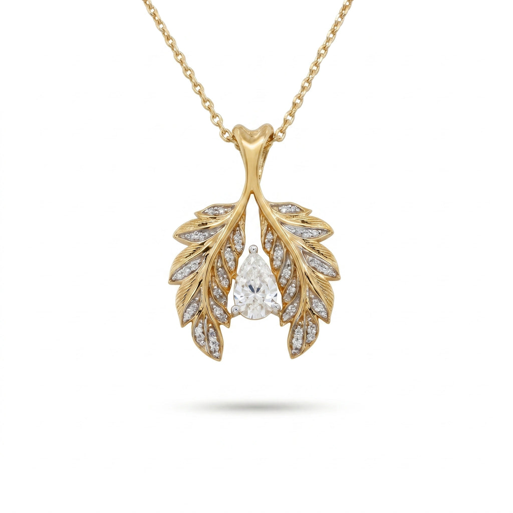 Gold Leaf Drop Pendant Necklace
