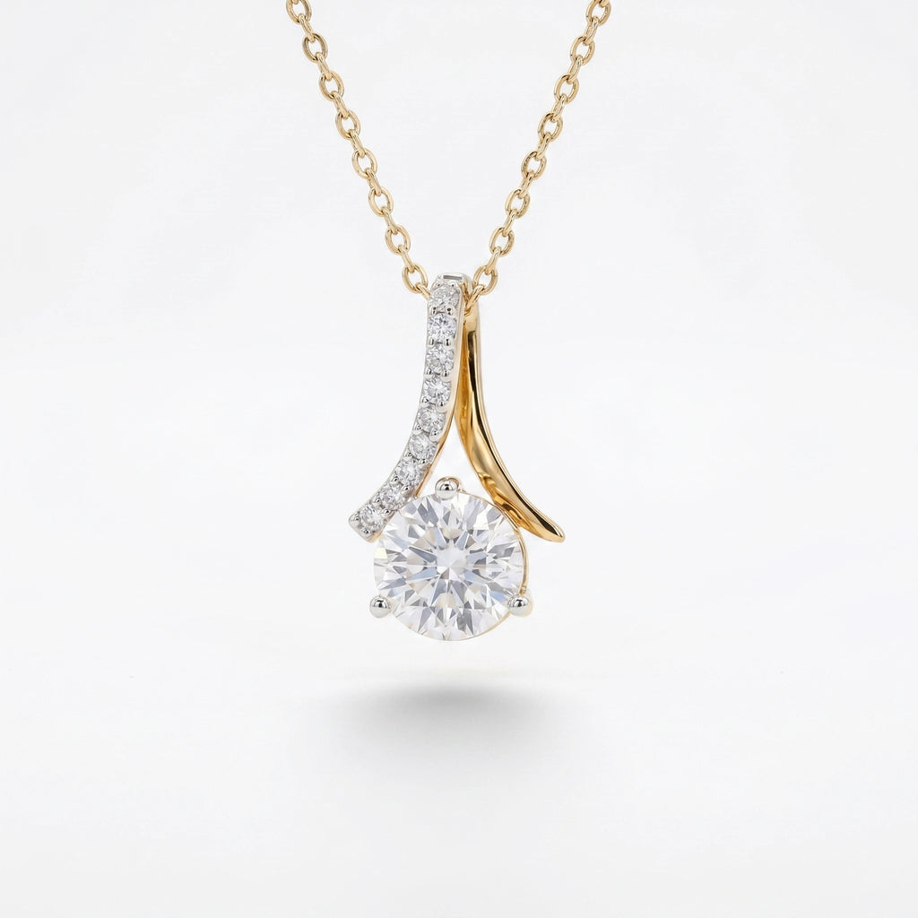 Gold Flow Solitaire Pendant