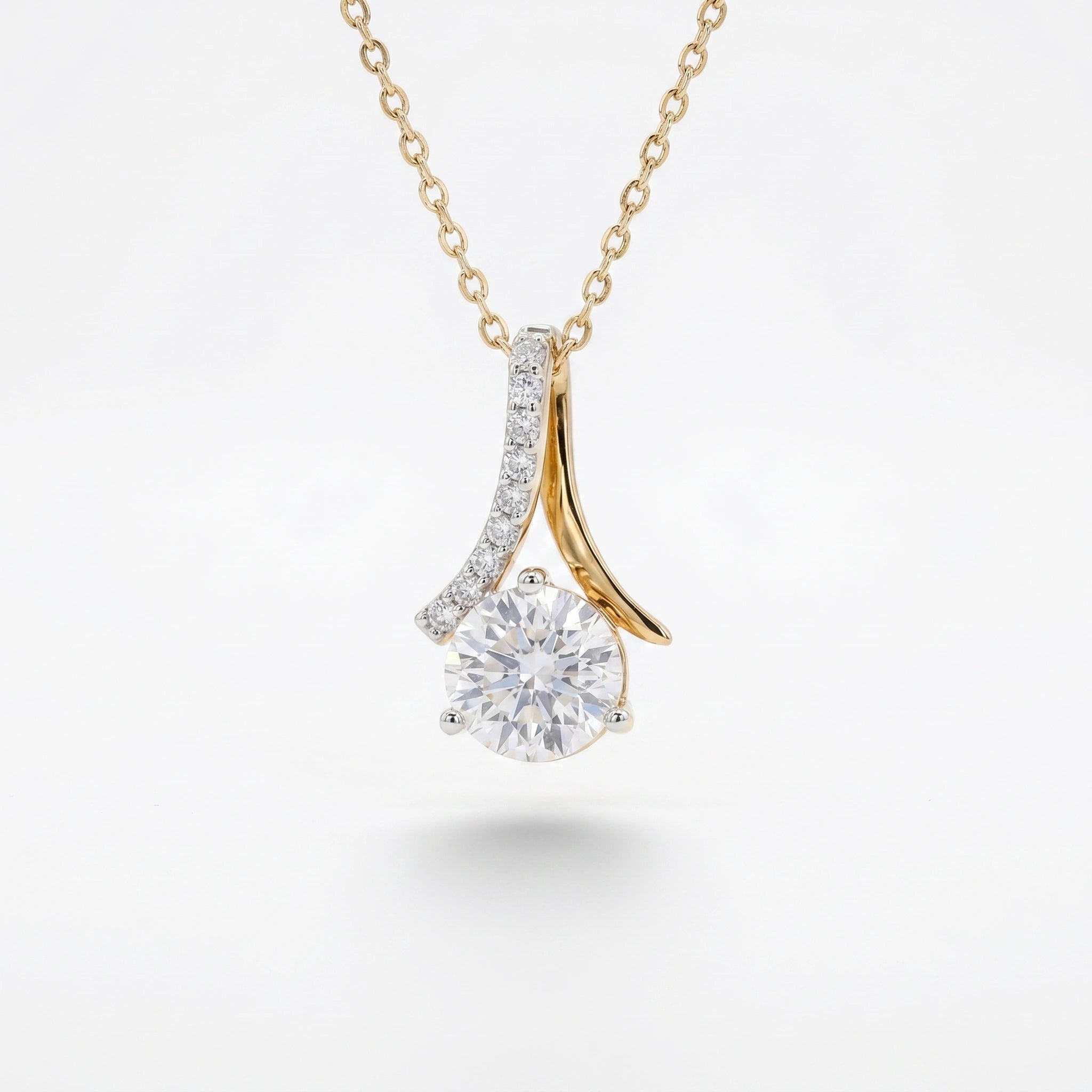 Gold Flow Solitaire Pendant