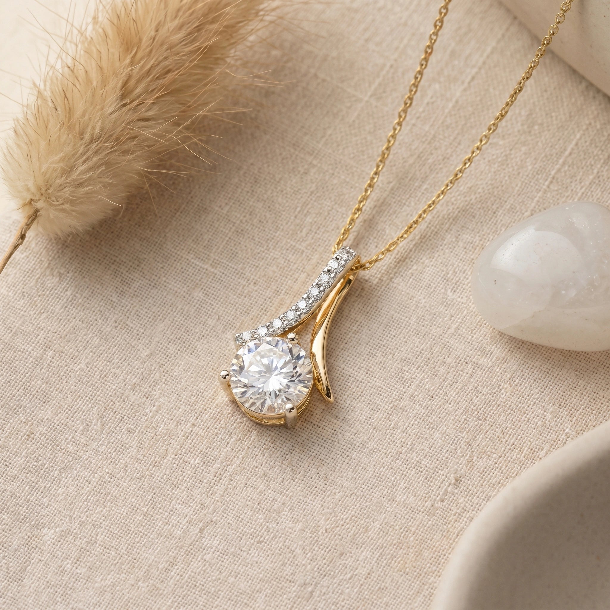 Gold Flow Solitaire Pendant