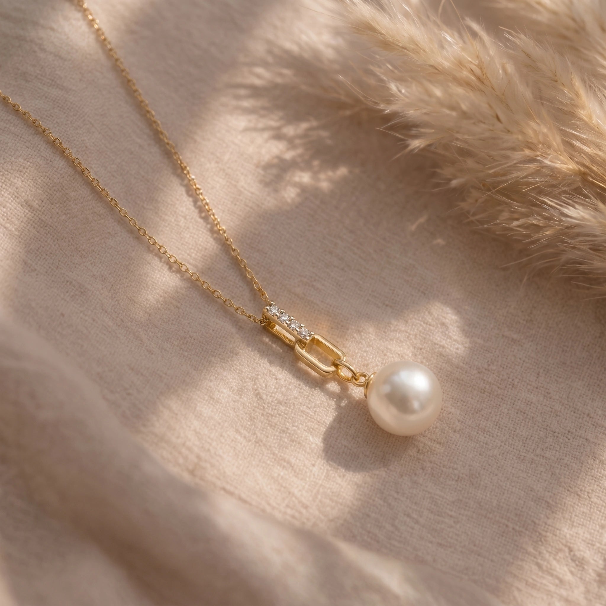 Gold Pearl Link Pendant