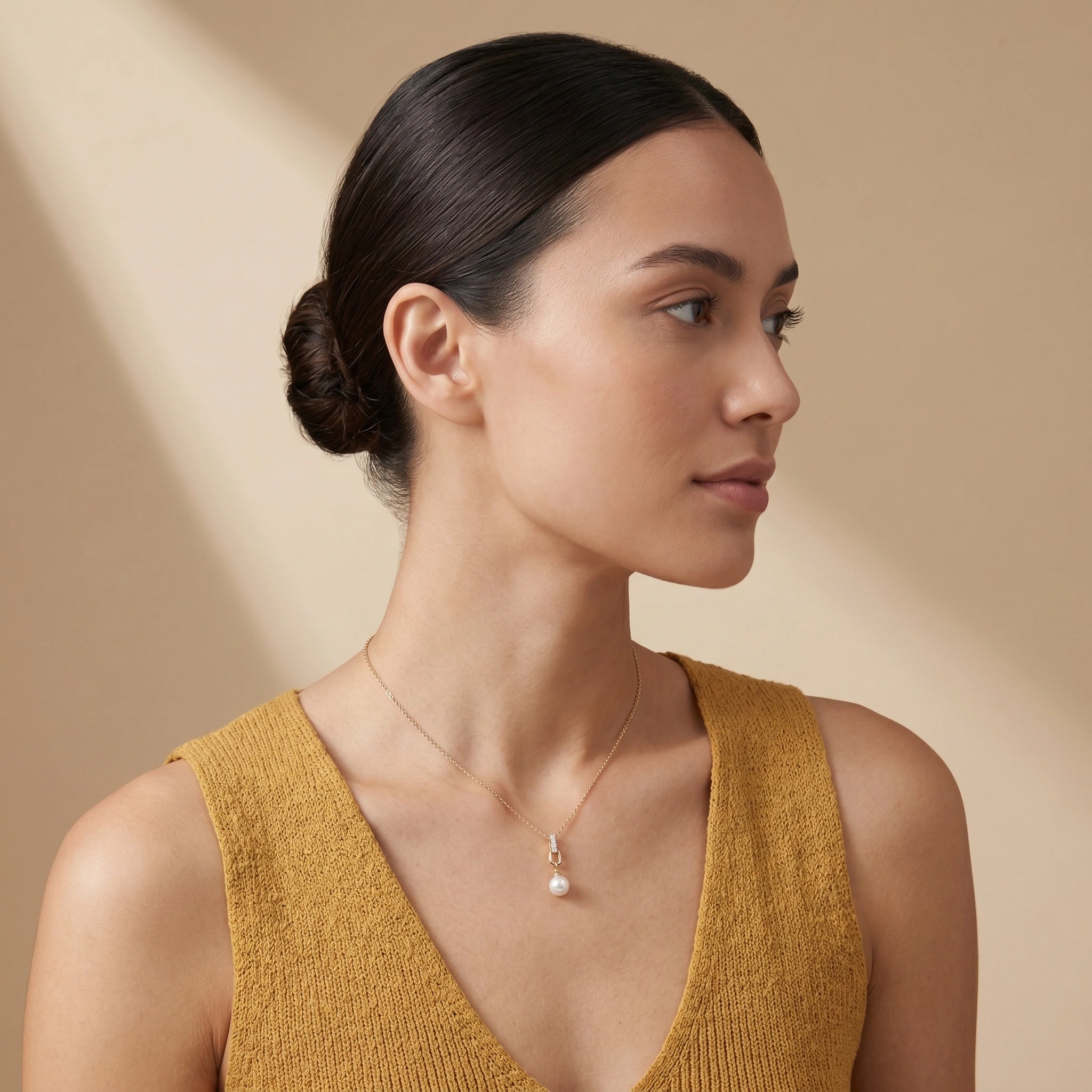 Gold Pearl Link Pendant