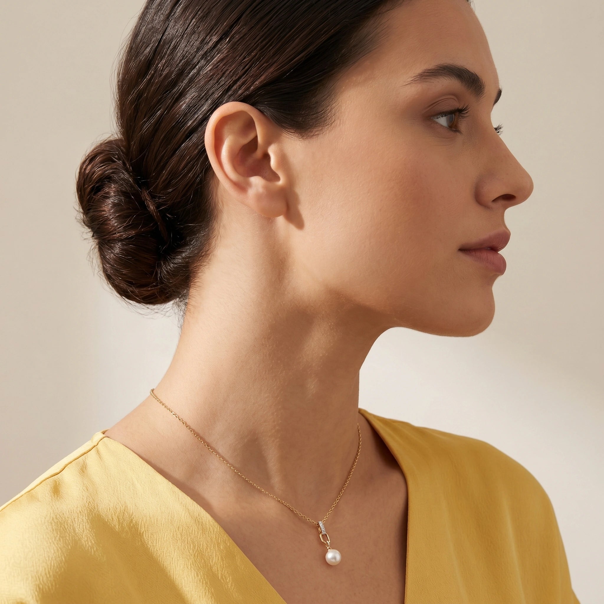 Gold Pearl Link Pendant