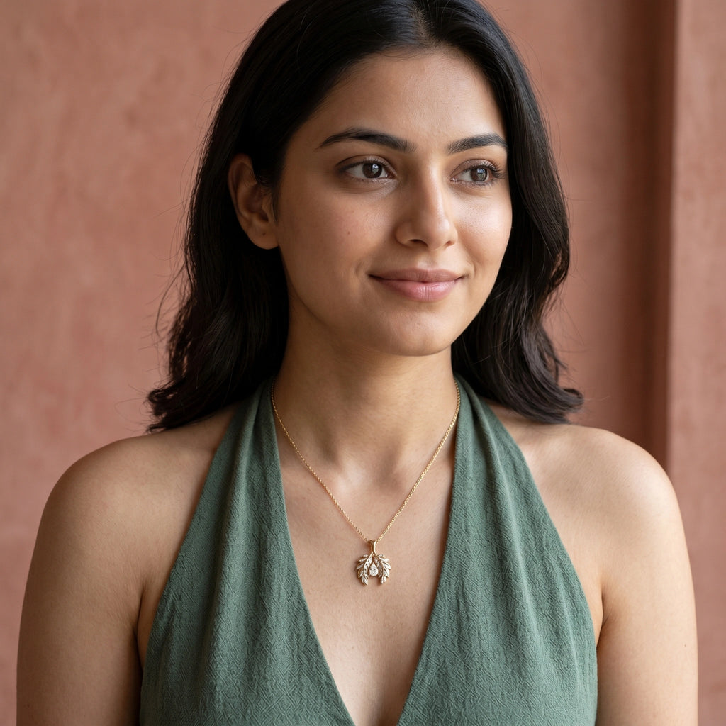 Gold Leaf Drop Pendant Necklace