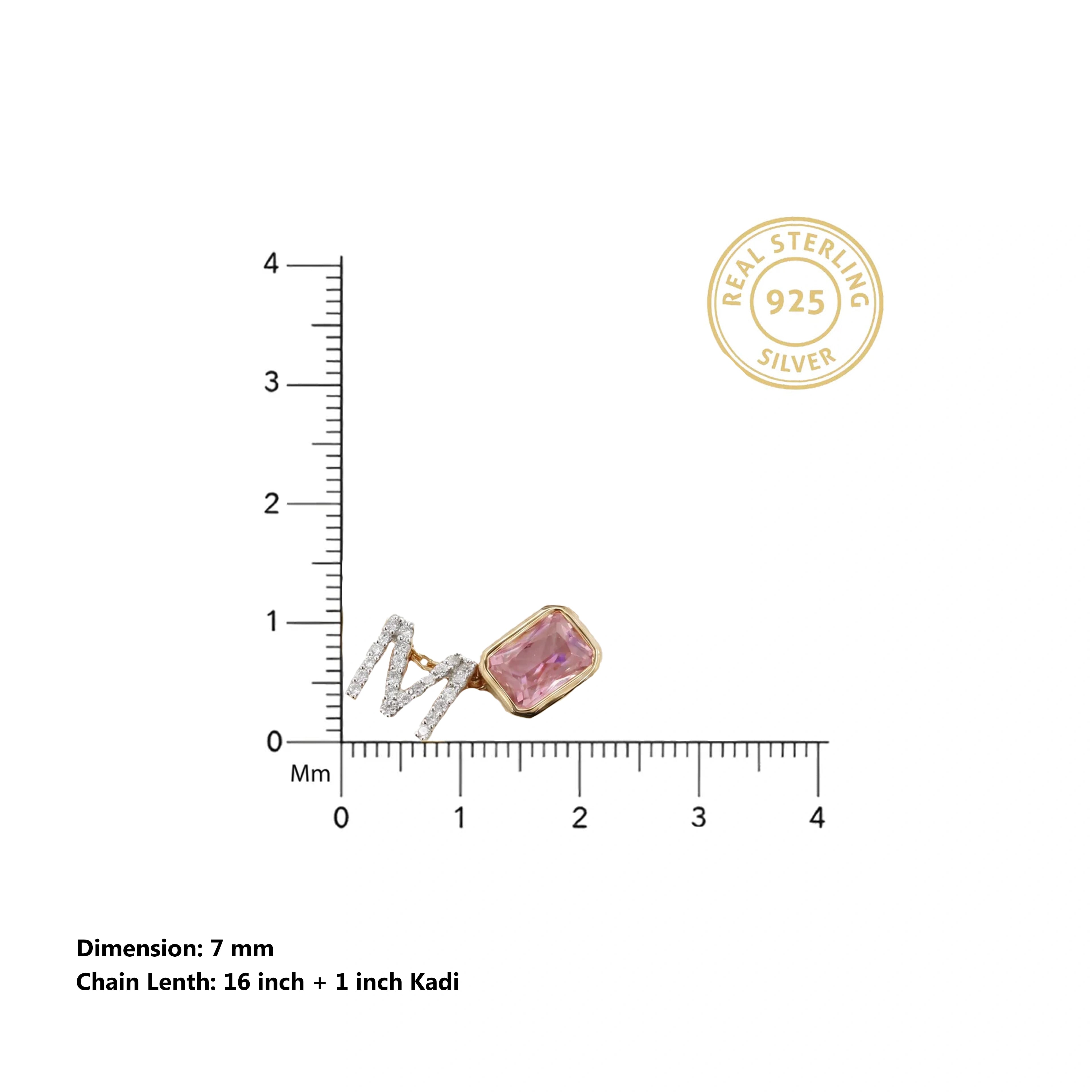 Gold Pink Initial Pendant