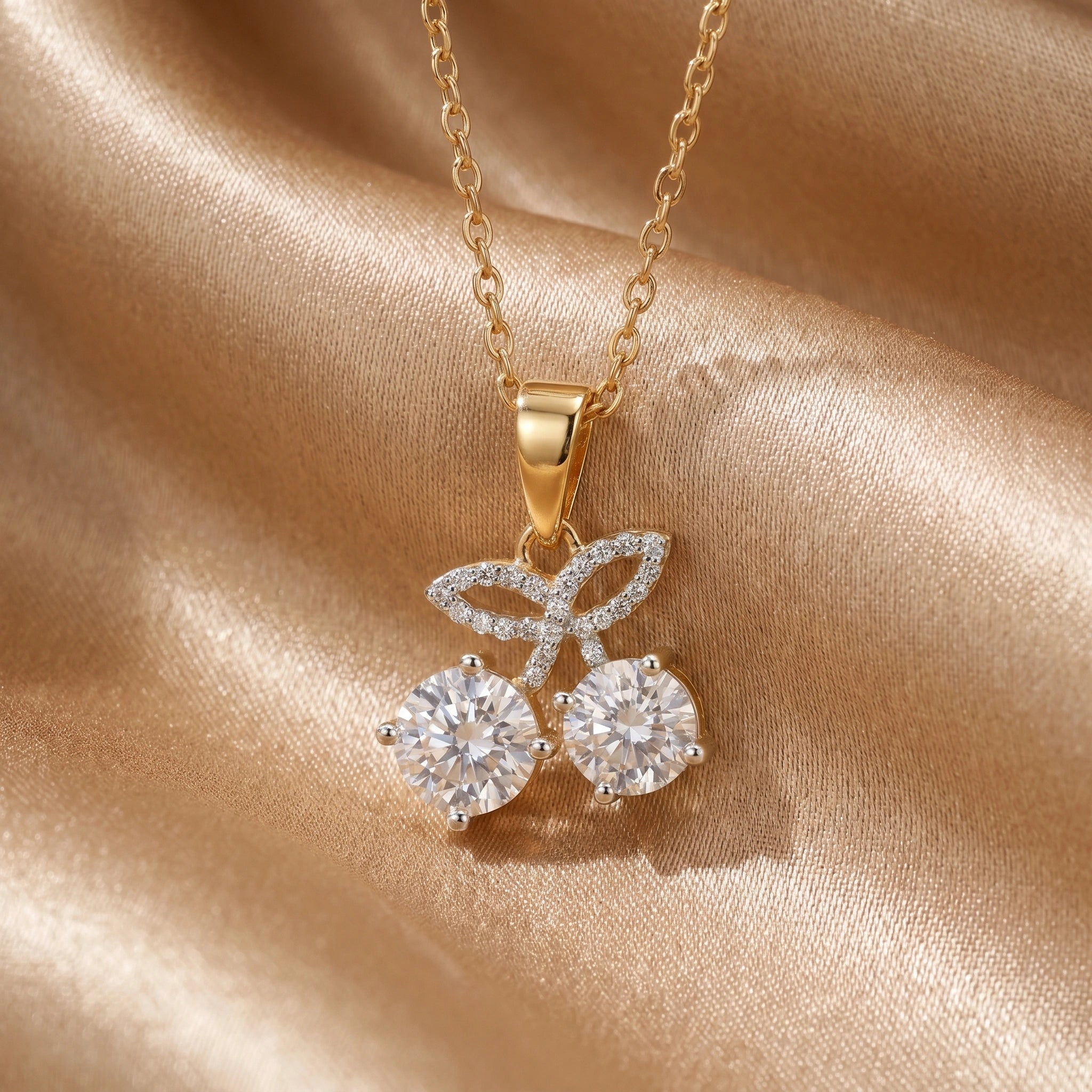 Gold Cherry Sparkle Pendant